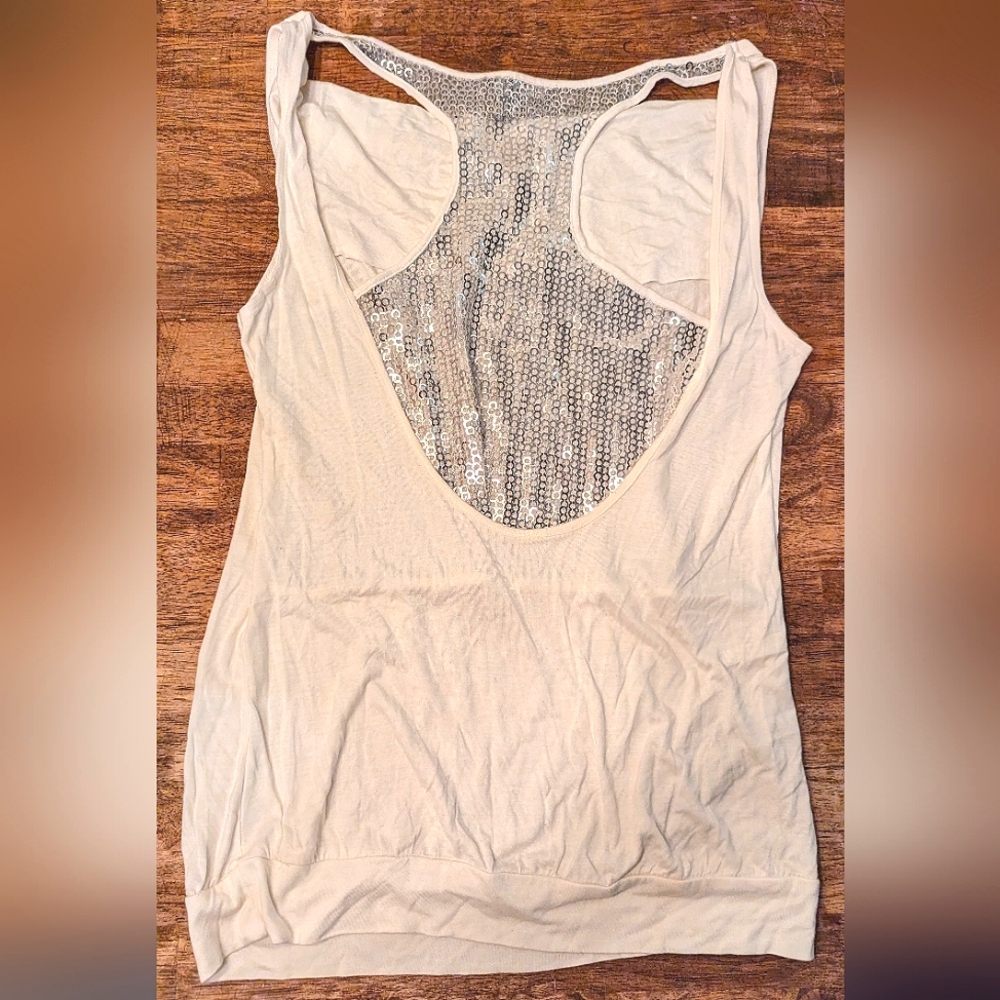 NWOT! *Y2K* Express, Women's, Sequined Racerback Blouse w Draped Neck
